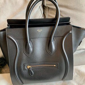 celine black leather tote